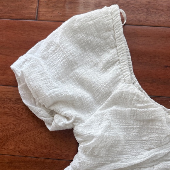 100% Cotton Kirious Los Angeles White Puff Sleeve On or Off the shoulder Top LG - Picture 4 of 8